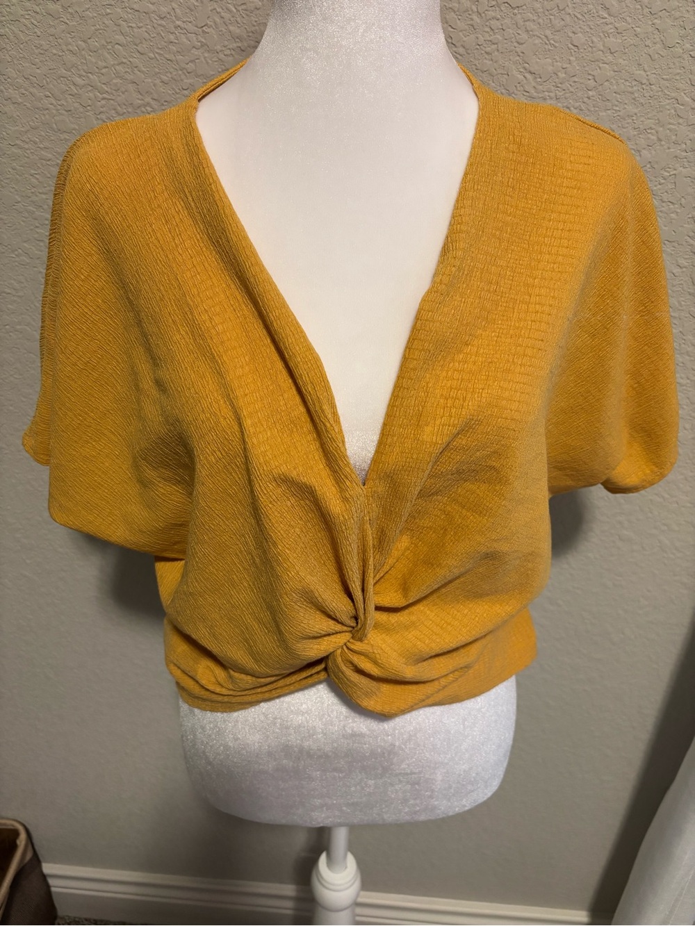 Zara Knot-Front Mustard Yellow Crop Top